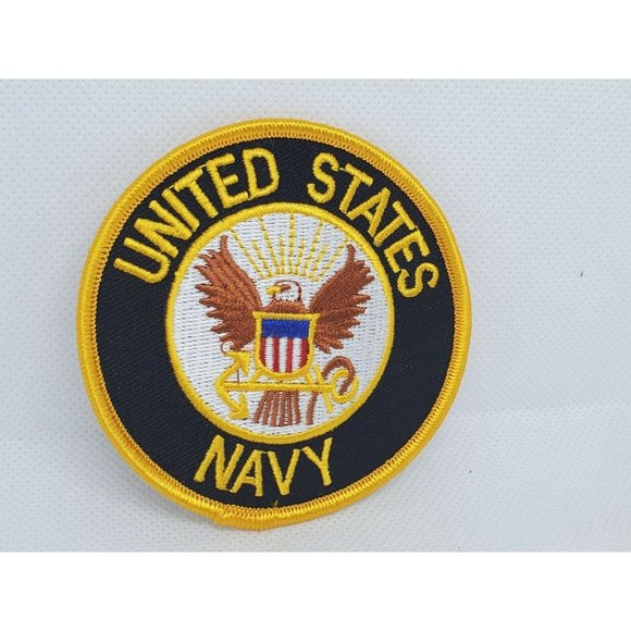 United States Patriotic Navy Logo Black Yellow Jacket Bag Sew On Patch - Picture 1 of 6